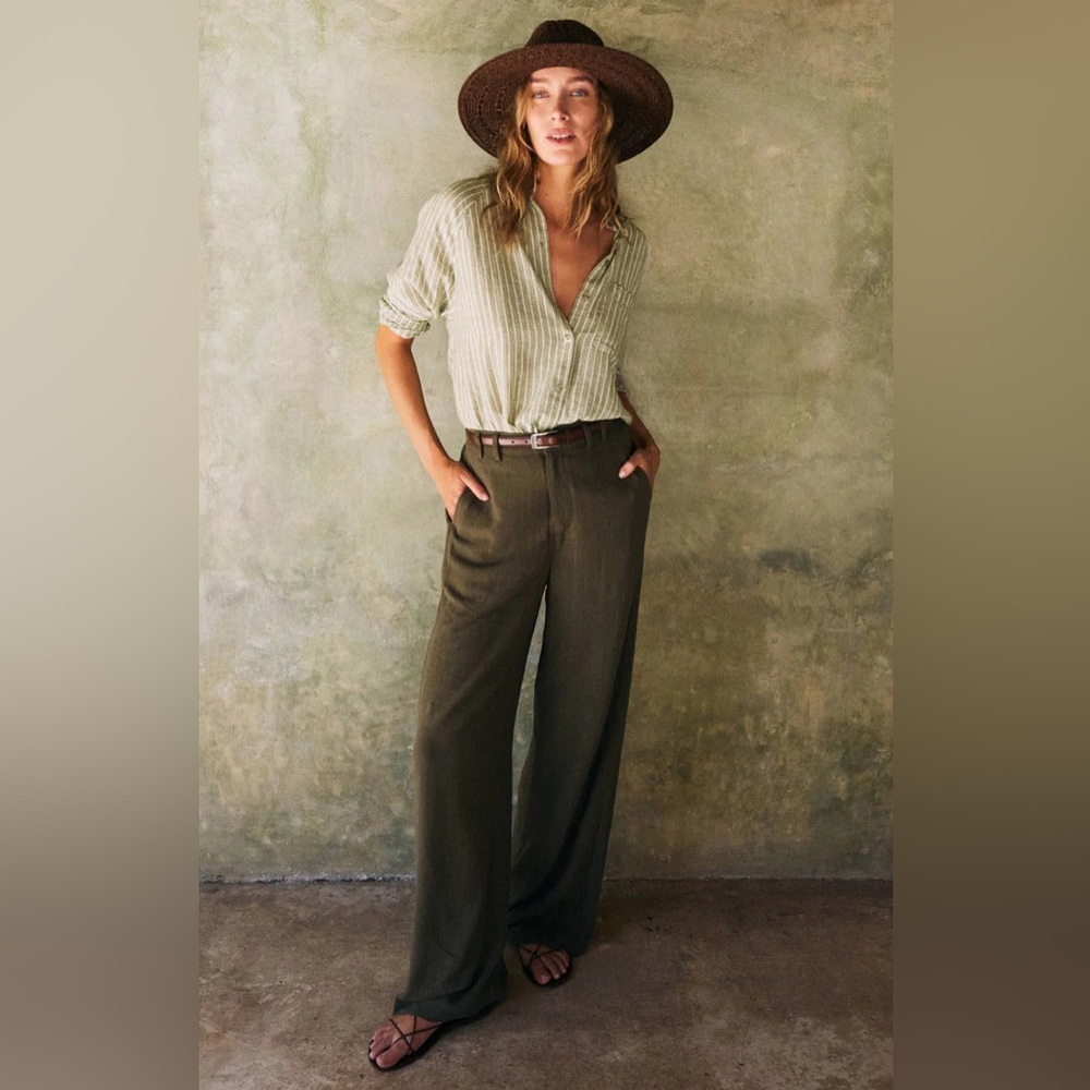 Z Supply Olive Z Micah Linen Trouser Pant